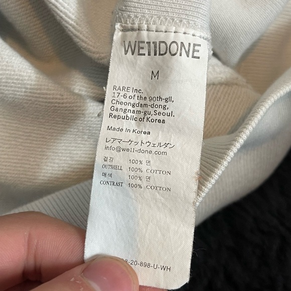 We11Done Men’s Unisex Reflective White Grey Logo Pullover Sweatshirt Size Medium - Picture 9 of 16